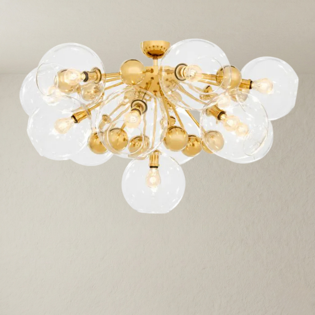 Aureline Round Glass Gold Ceiling Light
