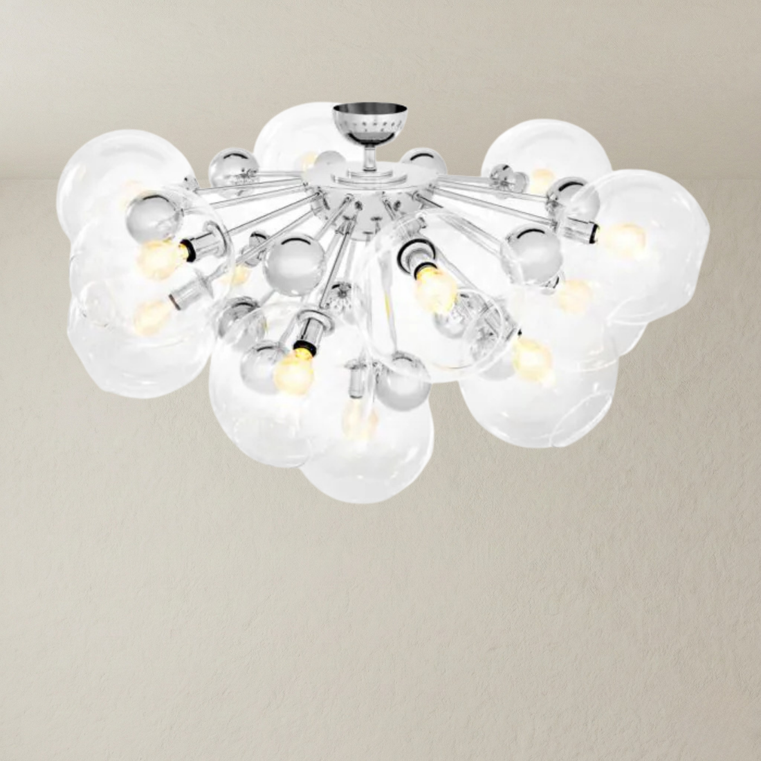 Aureline Round Glass Nickel Ceiling Light